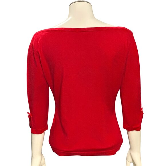 CCC Red Boat Neck Three Quarter Sleeve Top Soft Viscose Nylon Blend Size Small - Picture 4 of 10